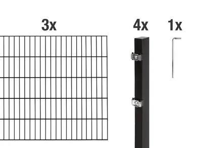 Obrázek produktu pro Plot z dvojitých tyčí Alberts 628123 jako kompletní 30dílná sada, matná černá, výška 100 cm, délka 28 m