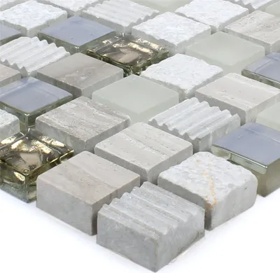 Produktbild von Mosaikfliesen Venzona Hellgrau Gold