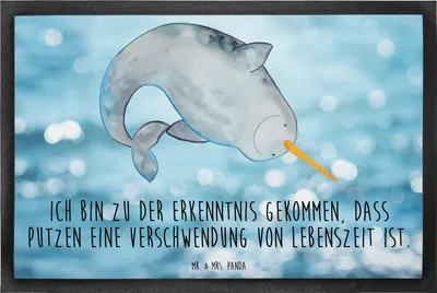 Produktbild von Mr. & Mrs. Panda außenmatte Narwal 60 x 90 cm - Oceanblue - Geschenk, Schmutzmatte, Hausfrau, fußmatte, Fußabtreter, Türmatte, Meer, Kinderzimmer, Türvorleger, Aufräumen