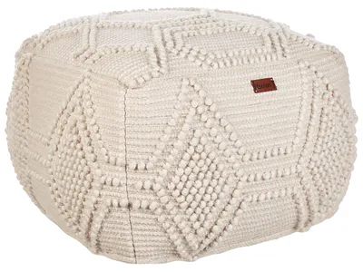Obrázok produktu pre BELIANI Taburet béžový bavlnený 60 x 60 x 40 cm ručne vyrobený makramé štvorcový puf s výplňou boho štýl