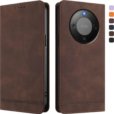 Immagine prodotto di Custodia per Honor X9D, custodia retro in Finto cuoio con supporto e slot per carte di credito Marrone