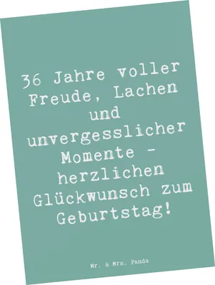 Produktbild von Mr. & Mrs. Panda Postkarte Spruch 36. Geburtstag - Meeresbrise - Geschenk, 36 Jahre, Ansichtskarten, Alter, bildkarte, Postkarten, Jubiläum, Happy Birthday, Grußkarte