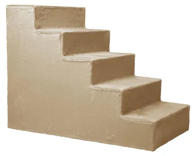 Produktbild von Mg Design Hundetreppe 5 Stufen in Cremefarben - Stabiler Holzrahmen, gelenkschonend, leicht & mobil, für Sofa & Bett, für Hunde & Katzen