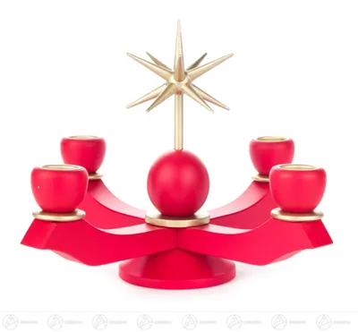 Produktbild von Adventsleuchter mit Stern, rot, für Kerzen d=20mm Breite x Höhe x Tiefe 19,5 cmx17 cmx19,5 cm NEU