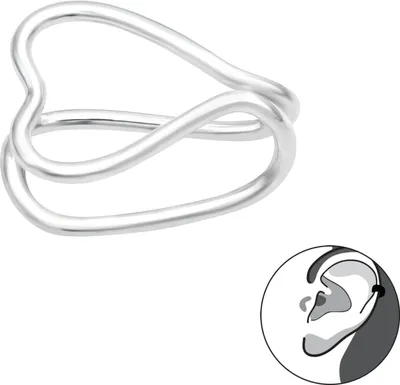 Produktbild von 925 Sterling Silber Ohrmanschette mit Herz Ear Cuff Ohrklemme