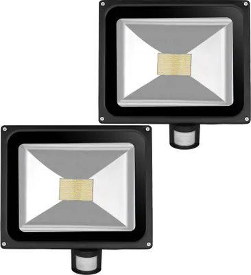 Produktbild von Greenmigo 2x 80W SMD Fluter Strahler Warmweiß mit Bewegungsmelder,Schwarz Aluminium Gehäuse IP65 Wasserdicht LED Lampe Wandleuchter Flulicht Flutbeleuchtung LED Gartenlampe Außenstahler