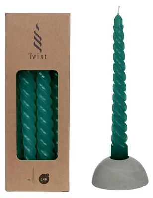 Produktbild von Kerzen Gedreht Blaugrün | H: 19cm (4 Stück) [IFS-32241]