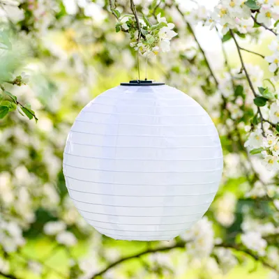 Obrázok produktu pre LUMILED Solárne svietidlo Vonkajšie, 4x odolné voči poveternostným vplyvom Solárne svietidlo, Ø30cm LED svietidlo Solárne svetlo IP44 Guľa Biela Závesná dekoratívna odolnosť voči poveternostným vplyvom