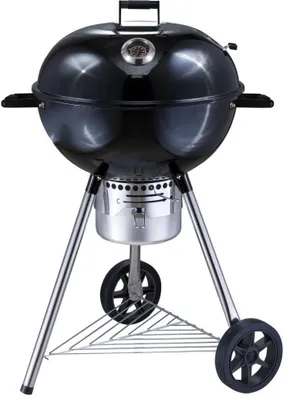 Productafbeelding van Houtskoolbarbecue - Kogelgrill - Op Wielen - BBQ - Grill - Draagbaar - Uitklapbaar - Camping - Zwart - 47 cm