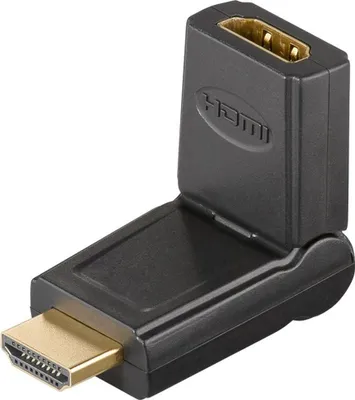 Image de Goobay 51721 Adaptateur HDMI™ 180°, doré, 1 pc. en sachet plastique, noir - HDMI™ femelle (type A) > HDMI™ mâle (type A) 180°, coudé