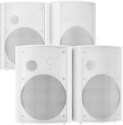 Immagine prodotto di Azomor: set di altoparlanti resistenti alle intemperie e potenti per esterni, con Bluetooth e amplificatore