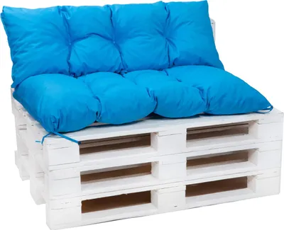 Produktbild von Palettenkissen Set Blau - Sitzkissen 120×60 cm & Rückenlehne 120×50 cm für Palettensofa, Terrasse und Gartenlounge