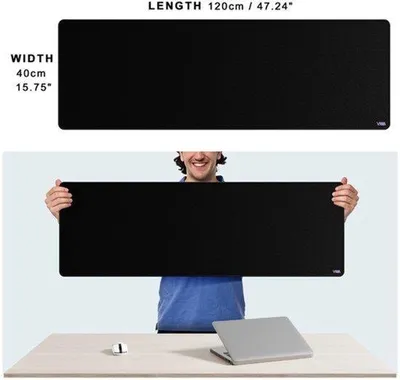 Productafbeelding van Bureaumat XXL Gaming Muismat - 120 x 40 cm - Rubber - Zwart - Voor Kantoor En Thuis