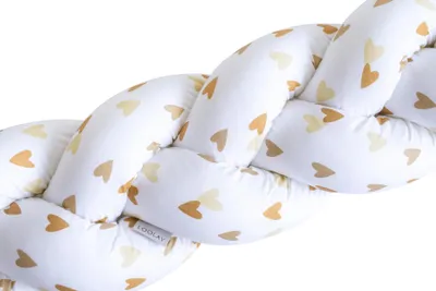 Produktbild von 150 cm HERZ Braun Beige Geflochtenes Kissen Zierkissen Dekokissen Bettschlange Bettumrandung Zugluftstopper Wickeltisch Babybett 100% Baumwolle