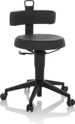 Produktbild von hjh OFFICE Drehhocker TOP WORK FLEX PolyurethanRollhocker Arbeitshocker, Ergonomischer Hocker für Büro Praxis Homeoffice, Kunstleder