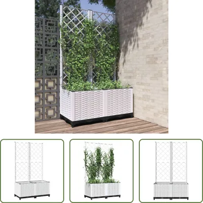 Produktbild von The Living Store Pflanzkübel mit Rankgitter Weiß 80x40x136 cm PP