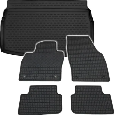 Produktbild von Gummi Kofferraumwanne + Fußmatten Set für VW T-Cross, Bj. 2018-