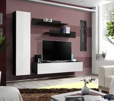 Produktbild von Wohnzimmerwand FREYA 1 – schwarz / weiß
