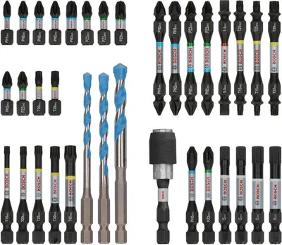 Imagen del producto de Juego de brocas y puntas de impacto Bosch 35x PRO, edición exclusiva, 35 piezas (para hormigón, baldosas blandas, 108 x 168 mm, accesorios profesionales para taladro/atornillador)