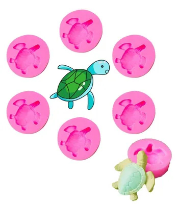 Immagine prodotto di Set di 6 stampi in silicone a forma di tartaruga, colore rosa, dimensioni 4,8 x 1,4 cm