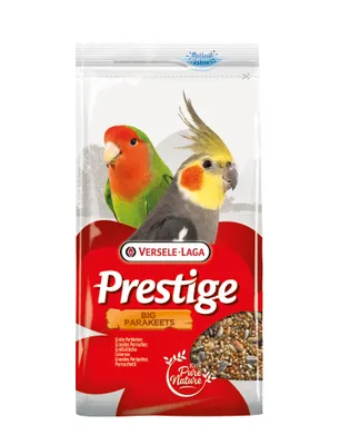 A bag of bird food with images of two birds on the front.