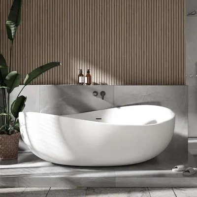 Produktbild von Freistehende Badewanne WAVE - Acryl - Weiß - 180 x 115 x 68 cm - Oberfläche wählbar, Farbe:Weiß matt