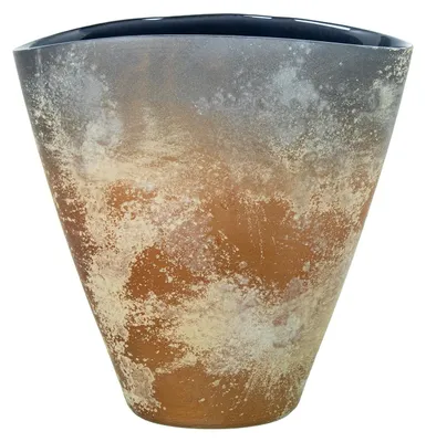 Glas-Tafelvase, Grau/Mattkupfer, 14x24x24 cm