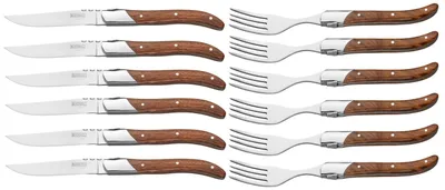 Produktbild von Blackwell Steakbesteck Laguiole - Steakmesser & Steakgabeln - Rosenholz - 12 Stück