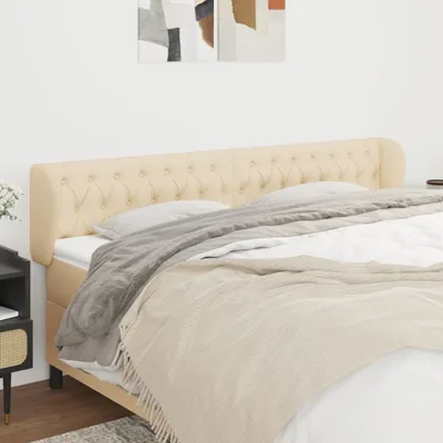 Produktbild von vidaXL Kopfteil mit Ohren Creme 183x23x78/88 cm Stoff - Kopfteil - Kopfteile - Bett-Kopfteil - Bettkopfteil