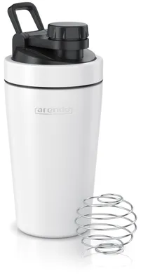 Obrázek produktu pro Arendo Protein Shaker z nerezové oceli, šejkr na proteiny 500 ml, uzavíratelný, nerozbitný, bez BPA, z nerezové oceli, nepropustný, vhodný do myčky, s držadlem a mixovací kuličkou, bílý