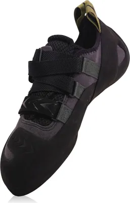 Kletterschuhe Kronos von Evolv; schwarz mit Klettverschluss; für Klettern geeignet.