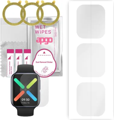 Produktbild von apgo 3 Stück Schutzfolie, klar, kompatibel mit Oppo Watch (46mm) Smartwatch, Hydrogel Displayschutzfolie mit Positionierhilfe, Displayfolie, robust und kratzfest