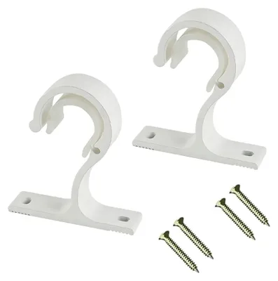 Image de Supports pour tringle de rideau - À fixer au plafond - Pour tringles de rideau - Lot de 2 - Blanc
