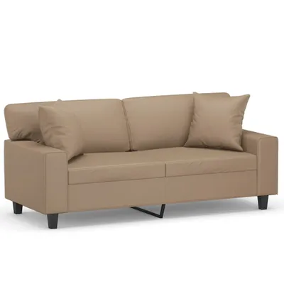 Produktbild von vidaXL 2-Sitzer-Sofa mit Zierkissen Cappuccino-Braun 140 cm Kunstleder