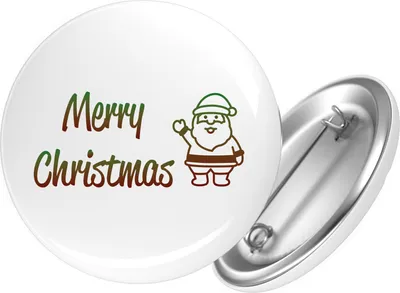 Produktbild von Huuraa Button Merry Christmas Weihnachtsmann 25mm rund mit Sicherheitsnadel Ansteckbutton Geschenkidee