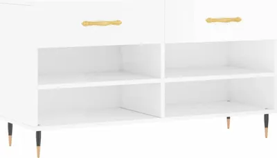 Produktbild von vidaXL Schuhbank Hochglanz-Weiß 102x35x55 cm Holzwerkstoff