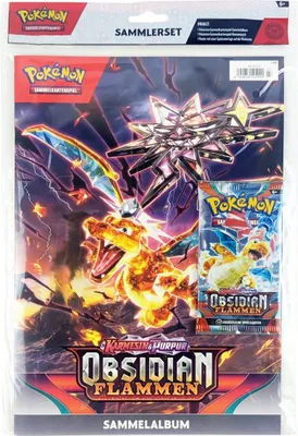 A sealed plastic package containing a Pokémon trading card binder and a booster pack.