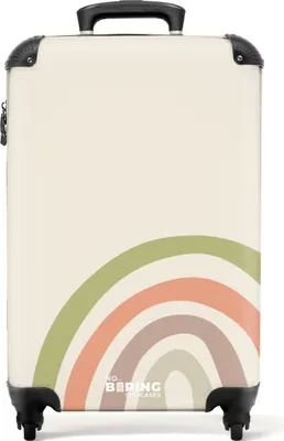 Produktbild von NoBoringSuitcases.com® - Beige Koffer - Trolley Regenbogen - 55x35x25Handgepäck Koffer 55x35x20 cm, 36L,