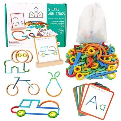 Zdjęcie produktu dla Geoboard montessori drewniany dla dzieci od 3 lat 120 patyczków