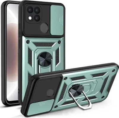 Image de OPPO A15 Case with Ring, Stand, Camera Protection, TPU Bumper, Silicone Case for OPPO A15 green
