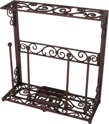 Image de Porte bottes avec grattoir en fonte pour 2 paires - Marron - L 60 x P 23 x H 60 cm