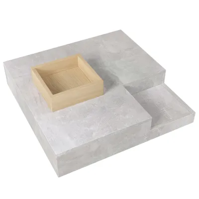 Produktbild von Fortuna Lai Couchtisch Wohnzimmertisch Beistelltisch mit herausnehmbarer Aufbewahrungsbox, Betongrau und Holzfarbe, 72*72*30 cm