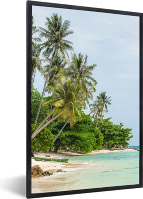 Produktbild von MuchoWow® Gerahmtes Poster Palmen - Strand - Sommer - Tropisch 60x90 cm - Poster mit Schwarzem Bilderrahmen Wandposter Rahmen Foto Bilder - Kunst