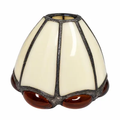Produktbild von Tiffany Lampenglas Creme Braun Ø 8 cm – Ersatzglasschirm mit 22 mm Öffnung