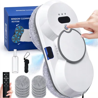 Produktbild von Fensterputzroboter, Fenstersauger, Automatischer Fensterreiniger, Roboter Glasreiniger, mit Sprühfunktion, 5600Pa Saugleistung, für Fenster, Spiegel