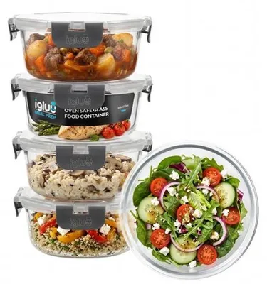 Obrázek produktu pro Skleněné uzavíratelné boxy, kulaté (sada 5 kusů) – 650 ml
