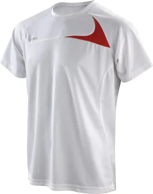 Produktbild von SPIRO S182M | Mens Dash Training Sport T-Shirt + Cool-Dry - Farbe: White/Red - Größe: L