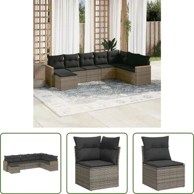 Produktbild von The Living Store 8-tlg. Garten-Sofagarnitur mit Kissen Grau Poly Rattan