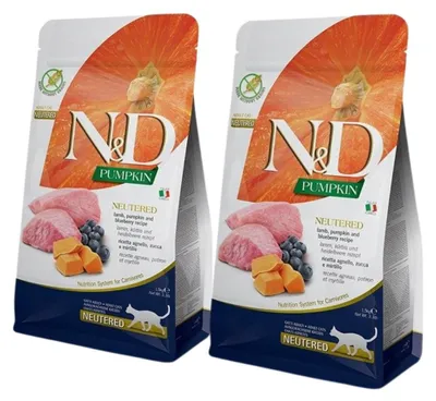 Productafbeelding van FARMINA N&D Pompoen, Kattenvoer met Lam en Blauwe Bessen, voor Gekastreerde Volwassen Katten - Droogvoer voor katten - 1,5 kg
