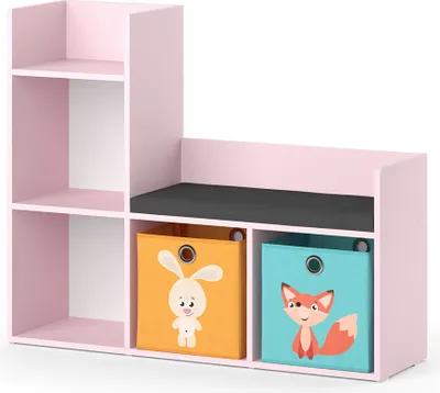 Obrázek produktu pro Dětská polička Vicco Luigi Růžová 107.2 x 88.6 cm se 2 skládacími boxy (barevnými), Model 40774